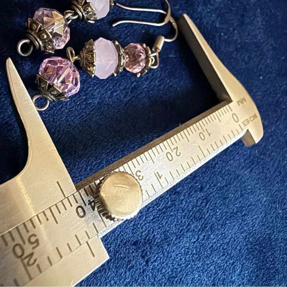 VINTAGE-INSPIRED DANGLE EARRINGS – STERLING HOOKS & PINK FACETED BEADS